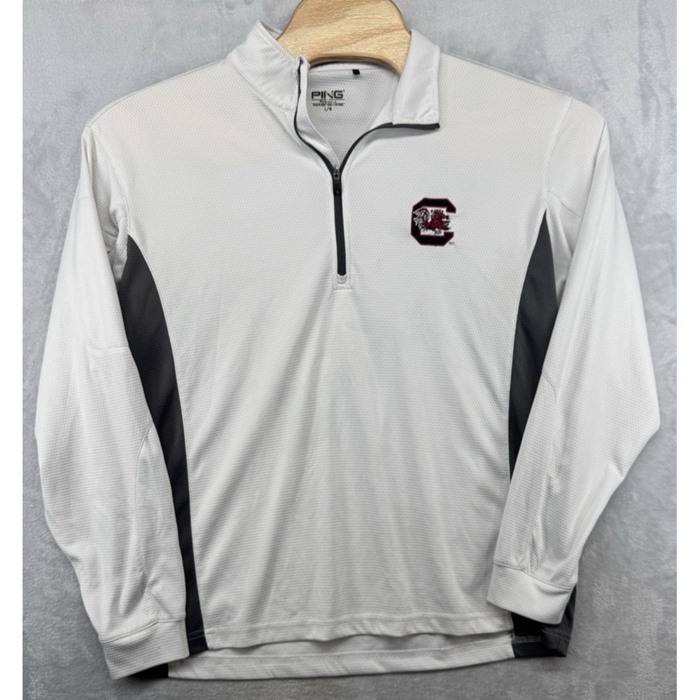 PING 1/4 Zip Golf Pullover South‎ Carolina Gamecocks White Men's SIze L